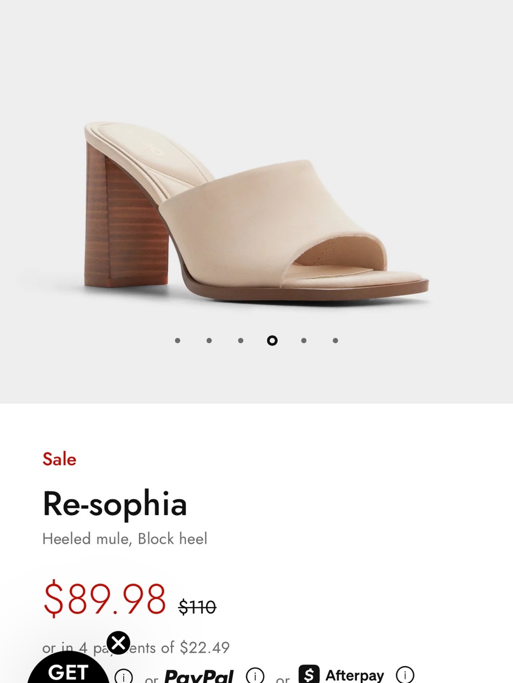 Aldo Re-sophia Open-Toe Block Heel Mule in Beige